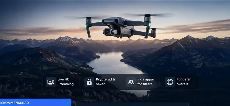 Drönare över landskap som visualiserar SkyPixels liveplattform